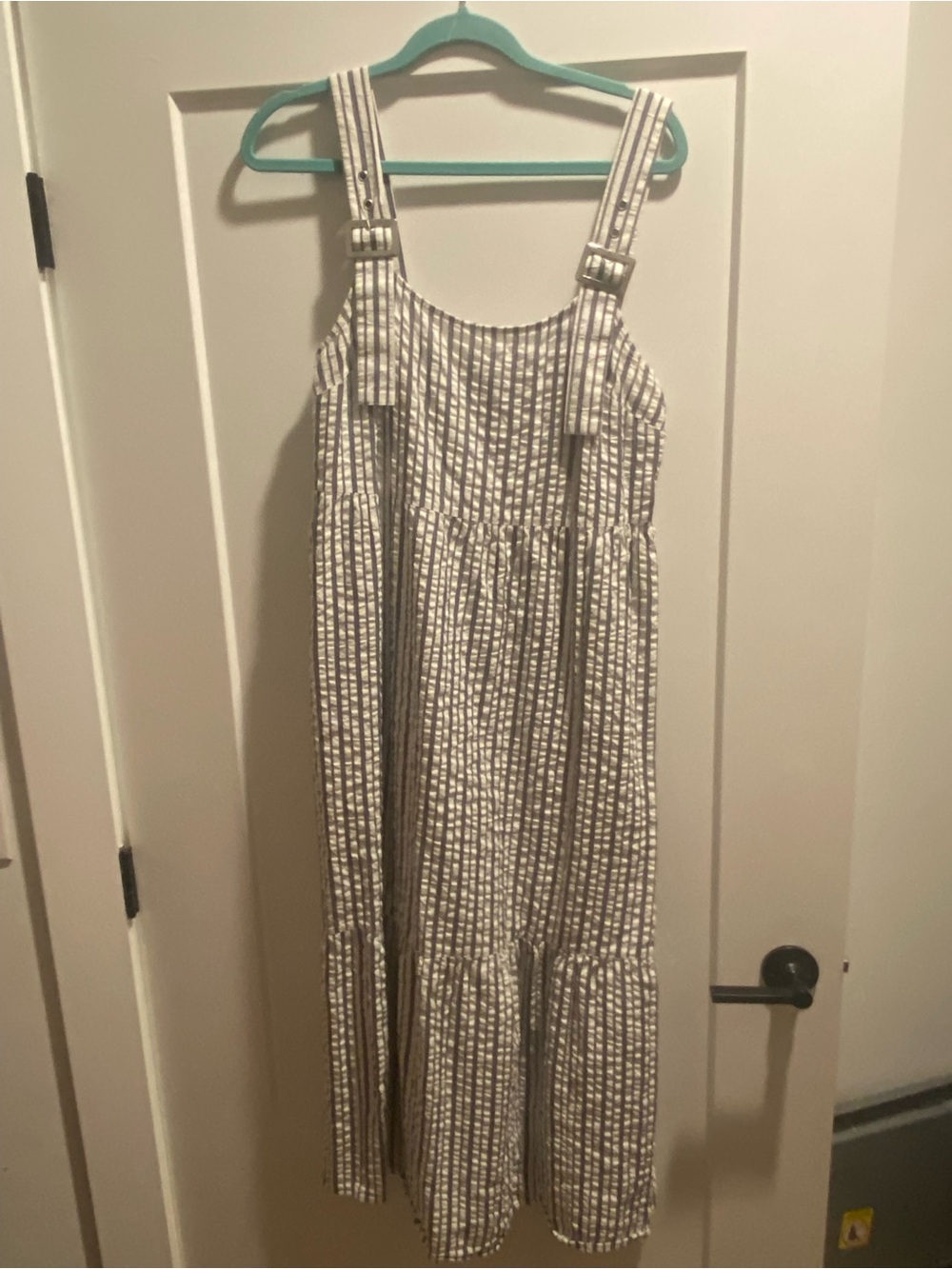 ASOS White & BlueGray Seersucker Maxi Dress